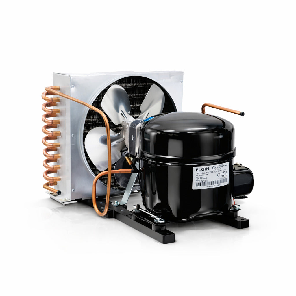 Unidad condensadora hermética Elgin de 1/3 HP modelo UCM0020D para refrigeración comercial en 127V.