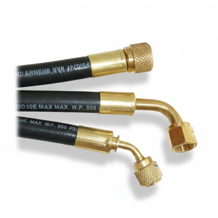 Manguera profesional de vacío rápido Uniweld UNI-90208 negra de 60 pulgadas con conexiones de 3/8 para HVAC.