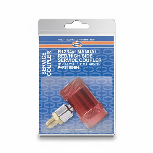 Cople rápido manual Uniweld UNI-90494 para puerto de alta presión R1234yf con perilla roja de seguridad.