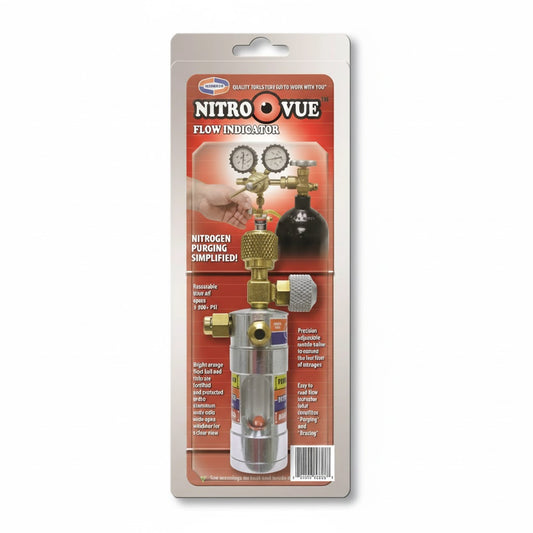 Indicador de flujo NitroVue profesional Uniweld UNI-NV1 para visualización de purga de nitrógeno en HVAC.