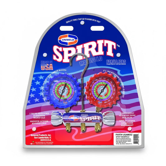 Juego de manifold profesional de aluminio Uniweld UNI-USAM5EZ serie Spirit con mangueras flexibles Soft Magic de 60 pulgadas.