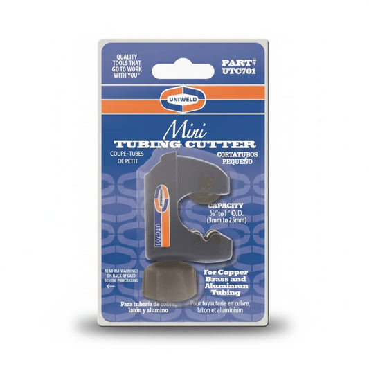 Mini cortador de tubo profesional Uniweld UNI-UTC701 para tubería de cobre de hasta 1 pulgada.